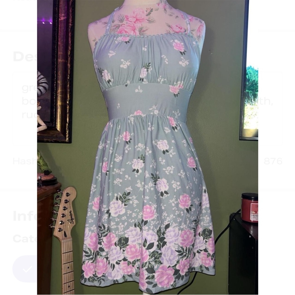 No Boundaries Floral Mini Dress - Soft Green and Light Pink